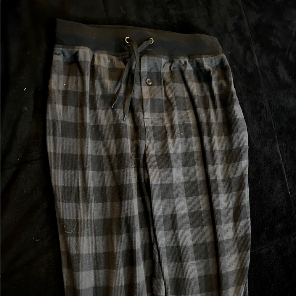 Plaid Black and Grey Pajama Pants Men